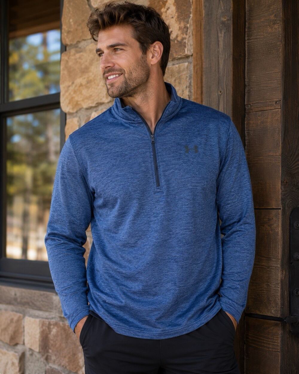 Under Armour Mens XL ColdGear Blue Fleece 1/2 Zip Pullover